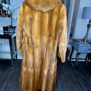 Kolinsky Coat with Red Collar